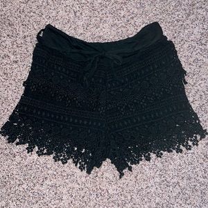 Made in Italy, Women’s crochet shorts, Black, Size 8